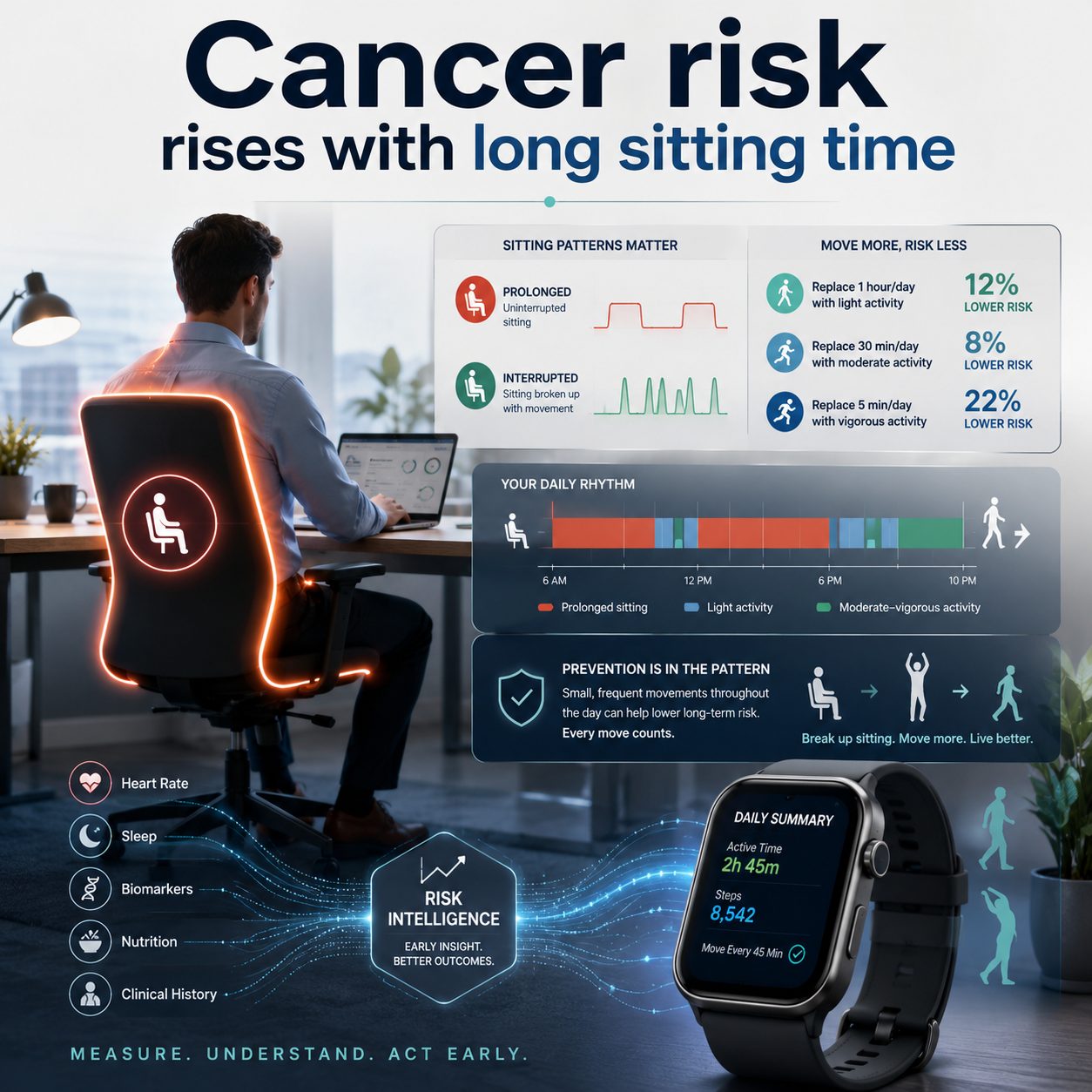 Infographic on prolonged sitting and cancer risk