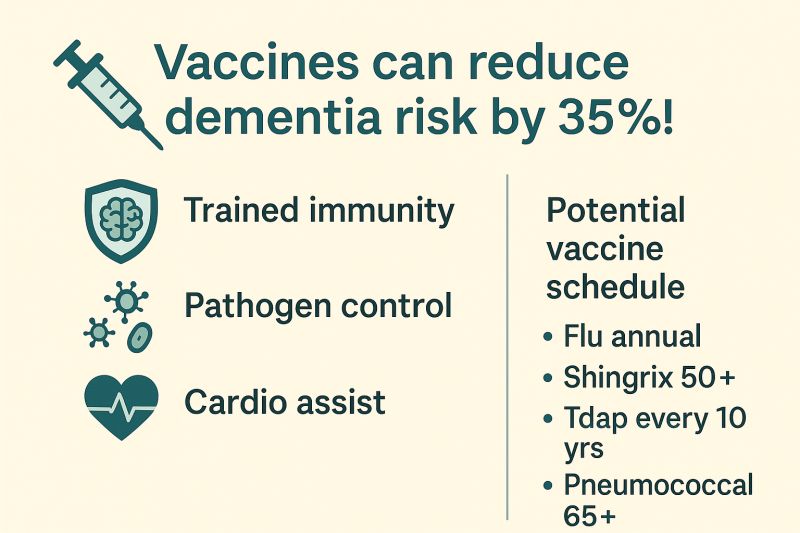 Illustration linking vaccines and dementia risk reduction